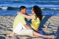 Man and Woman Couple In Romantic Embrace On Beach Royalty Free Stock Photo