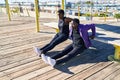 Man and woman couple wearing sportswear training at street Royalty Free Stock Photo