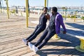 Man and woman couple wearing sportswear training at street Royalty Free Stock Photo