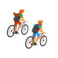 Man and woman cross country mountain biking isolated Royalty Free Stock Photo