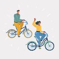 Man and woman cyclists spending nice time together
