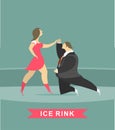 Man and woman dancing on ice