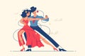 Man and woman dancing romantic tango