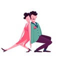 Man and woman dancing tango flat color vector faceless characters Royalty Free Stock Photo