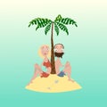 Man and woman on a desert island Royalty Free Stock Photo
