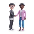 Man and woman of different races shake hands. Concept of equality, partnership Royalty Free Stock Photo