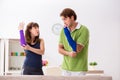 The man and woman discussing elbow strap Royalty Free Stock Photo
