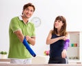 Man and woman discussing elbow strap Royalty Free Stock Photo