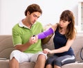 Man and woman discussing elbow strap Royalty Free Stock Photo
