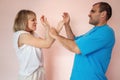 a man and a woman do psychological training on each other Royalty Free Stock Photo