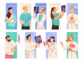 Man and Woman Doctor Character as Professional Hospital Worker Vector Illustration Set Royalty Free Stock Photo