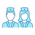 Man, Woman Doctors Line Icon. Male and Female Physicians Specialist Linear Pictogram. Two Medic Professional Assistants