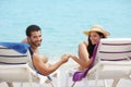 Man and woman doing honeymoon in cuba Royalty Free Stock Photo