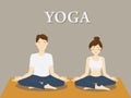 The man and woman doing lotus pose yoga. Royalty Free Stock Photo