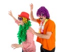 Man and Woman dressed in carnival costumes dancing a polonaise Royalty Free Stock Photo