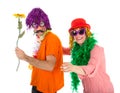 Man and Woman dressed in carnival costumes dancing a polonaise Royalty Free Stock Photo