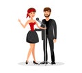 Man and Woman Duet Singing Together in Microphone Royalty Free Stock Photo