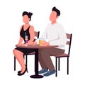 Man and woman enjoying drinks on first date semi flat color vector characters Royalty Free Stock Photo