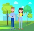 Man and Woman Everyday Apparel Vector in Park