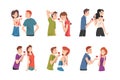 Man and Woman Experiencing Unrequited Love Feeling Vector Set Royalty Free Stock Photo