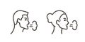 Man and Woman face coughing. Vector thin line icon illustration of sick people cough. Influenza, virus, flu, cold or allergy Royalty Free Stock Photo