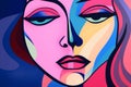 woman cubism portrait graphic face fashion modern abstract health poster cubist. Generative AI.
