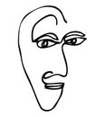 simple woman face vector sketch single one line art, continuous