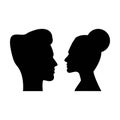 Man and woman face profile silhouette vector icon in a glyph pictogra Royalty Free Stock Photo