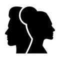 Man and woman face profile silhouette vector icon in a glyph pictogram Royalty Free Stock Photo