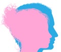 Man and woman faces silhouettes