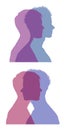 Man and woman faces silhouettes set 2