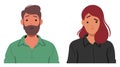 Man And Woman Faces Wore Distressed Expression, Marked By Arched Brows And Downturned Lips, Vector Illustration