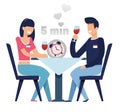 Man and Woman on Fast Dating in 5 Minutes Cartoon Royalty Free Stock Photo