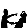 A man and a woman fighting, body part silhouette vector