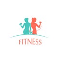 Man and woman of fitness, gym silhouette character