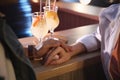 Man and woman flirting with each other in bar, closeup Royalty Free Stock Photo