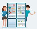 Man and woman with fridge.