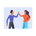Man and woman giving high five, nonverbal communication gesture between friends and partners