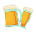 Man and woman glasses of beer with foam isolated