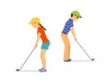 Man and woman golf players Royalty Free Stock Photo