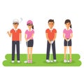 Man and woman golf sport athletes Royalty Free Stock Photo