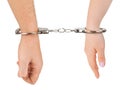 Man and woman hands and breaking handcuffs