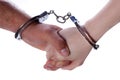 Man and Woman hands with handcuffs Royalty Free Stock Photo