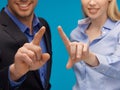 Man and woman hands pointing at something Royalty Free Stock Photo