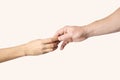Man and woman hands reaching to each other Royalty Free Stock Photo
