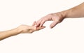 Man and woman hands reaching to each other Royalty Free Stock Photo