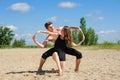 Man and woman hands showing infinity symbol Royalty Free Stock Photo