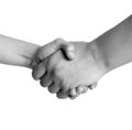 Man and woman handshake black and white isolated Royalty Free Stock Photo