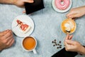 Man and woman have tea and coffee time Royalty Free Stock Photo