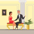 Man and woman having date illustration